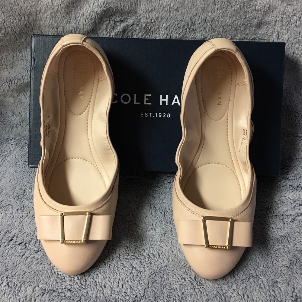 New Cole Haan Emory Bow Leather Ballet Flat